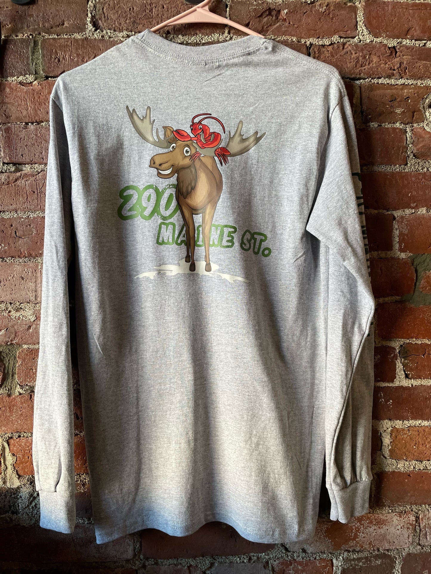 Long Sleeve Tee - Gray with Moose and Lobster