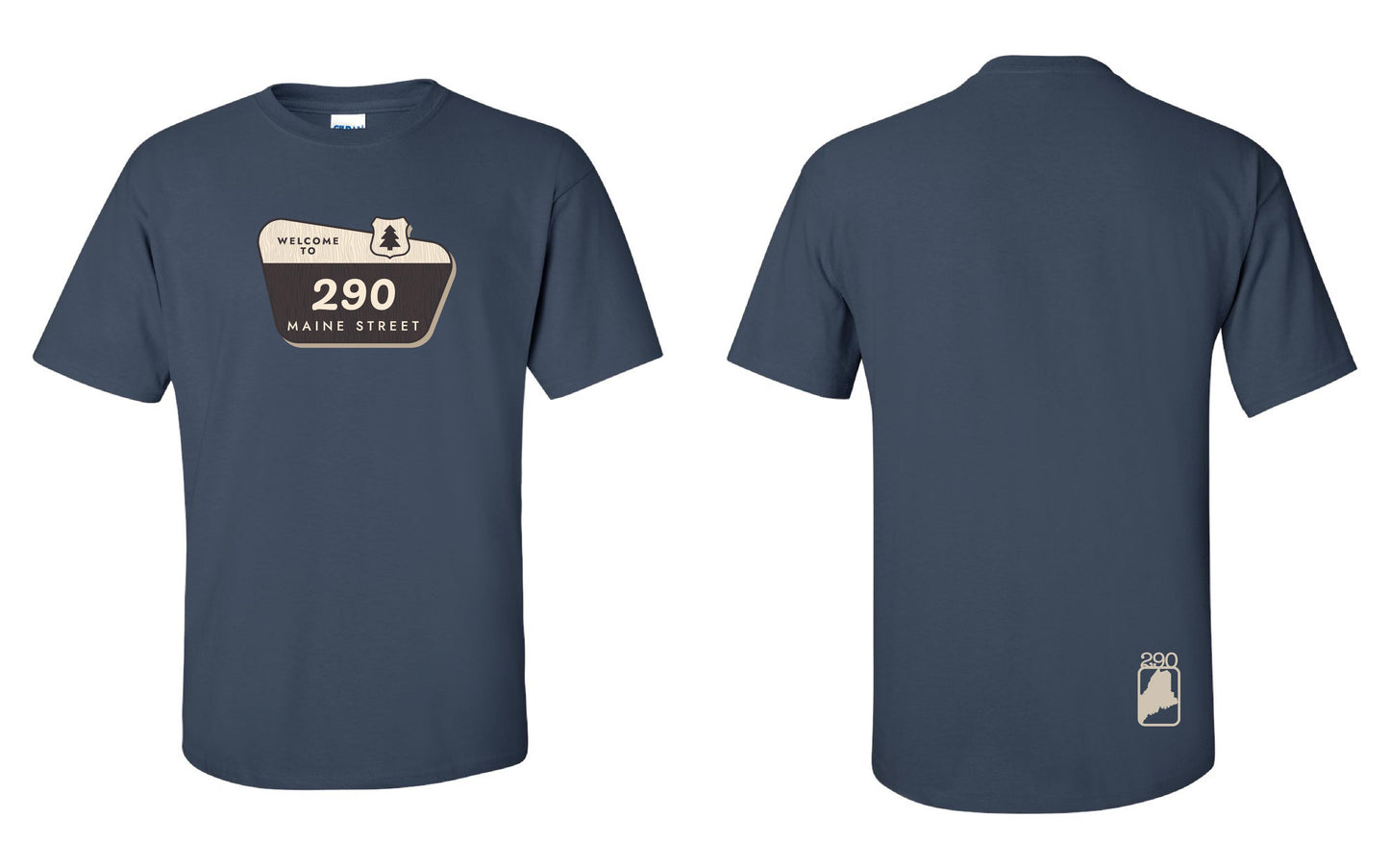 Short Sleeve Tee - Blue with Brown Sign