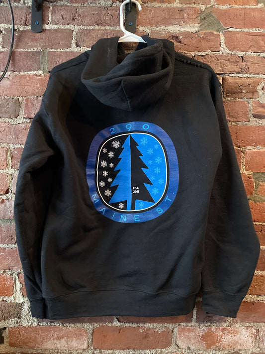 Hooded Sweatshirt - Black with Blue