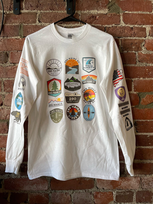 Long Sleeve Tee - White with All Logos